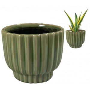 Zielona Doniczka Ceramiczna 18.5cm – Idealna do Bonsai i Sukulentów