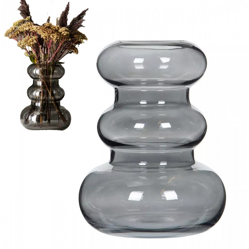 Szary Wazon Szklany 24cm – Elegancki i Nowoczesny Dodatek do Wnętrz