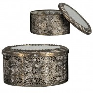 Retro Pudełko Szkatułka z Lustrem 15cm – Elegancki Dodatek na Drobiazgi i Biżuterię