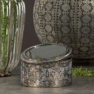 Retro Pudełko Szkatułka z Lustrem 15cm – Elegancki Dodatek na Drobiazgi i Biżuterię