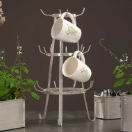 Stojak na Kubki – Emaliowany Wieszak w Stylu Retro