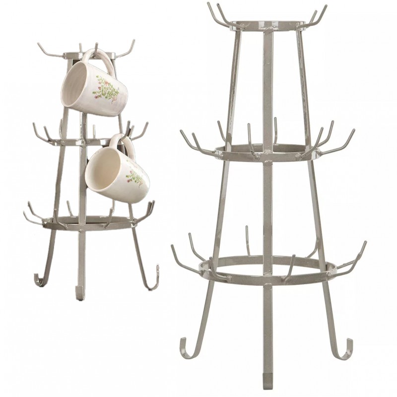 Stojak na Kubki – Emaliowany Wieszak w Stylu Retro