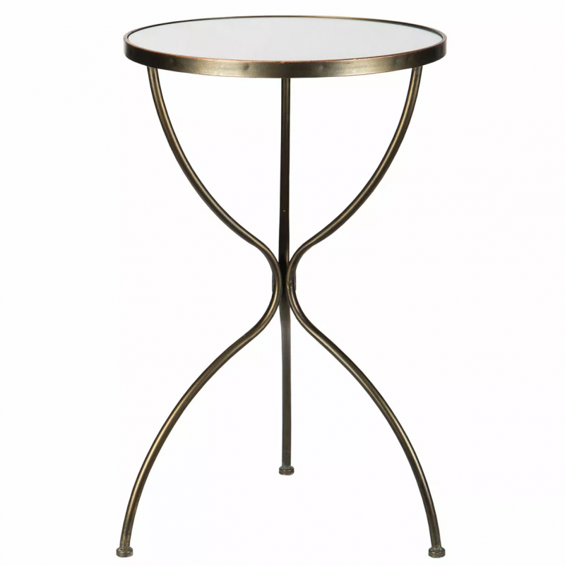 Antyczny Złoty Stolik Kawowy Loft – Elegancki Dodatek do Wnętrza z Lustrzanym Blatem