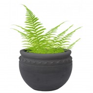 Ceramiczna Doniczka Ręcznie Wykonana – Czarna z Rzeźbioną Dekoracją