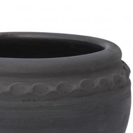 Ceramiczna Doniczka Ręcznie Wykonana – Czarna z Rzeźbioną Dekoracją