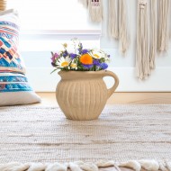 Ręcznie Wykonany Gliniany Wazon Dzbanek z Terakoty – Naturalny Kolor