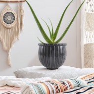 Szara Kamionkowa Doniczka 21cm – Ręcznie Wykonana, Okrągła, Zdobiona