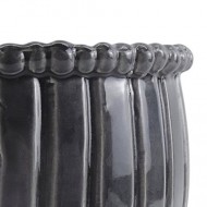 Szara Kamionkowa Doniczka 21cm – Ręcznie Wykonana, Okrągła, Zdobiona