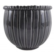 Szara Kamionkowa Doniczka 21cm – Ręcznie Wykonana, Okrągła, Zdobiona