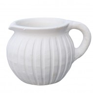 Biały Gliniany Dzbanek – Ręcznie Wykonany Wazon z Uchwytem