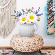 Biały Gliniany Dzbanek – Ręcznie Wykonany Wazon z Uchwytem