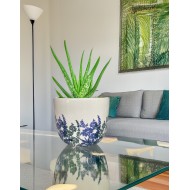 Ceramiczna Doniczka z Kwiatami – Styl Retro, Idealna na Rośliny Domowe