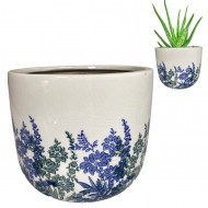 Ceramiczna Doniczka z Kwiatami – Styl Retro, Idealna na Rośliny Domowe