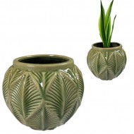 Zielona Ceramiczna Doniczka w Stylu Skandynawskim okrągła