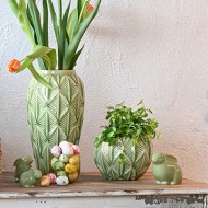 Zielona Ceramiczna Doniczka w Stylu Skandynawskim okrągła