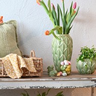 Zielony Ceramiczny Wazon w Stylu Skandynawskim – Idealny na Bukiety i Gałęzie