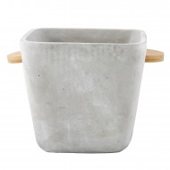 Betonowa Doniczka z Drewnianymi Uchwytami – Skandynawski Styl