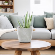 Betonowa Doniczka z Drewnianymi Uchwytami – Skandynawski Styl