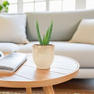 Beżowa Połyskująca Doniczka Ceramiczna – Skandynawski Styl, Idealna do Roślin Domowych