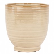 Beżowa Połyskująca Doniczka Ceramiczna – Skandynawski Styl, Idealna do Roślin Domowych