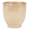 Beżowa Połyskująca Doniczka Ceramiczna – Skandynawski Styl, Idealna do Roślin Domowych