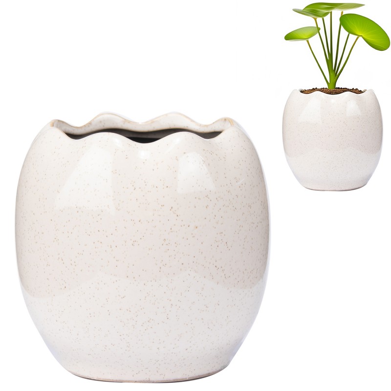 Biała Połyskująca Doniczka Ceramiczna – Skandynawski Styl, Idealna na Sukulenty