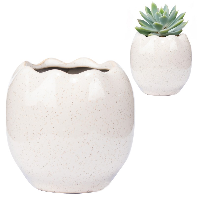 Biała Połyskująca Doniczka Ceramiczna – Skandynawski Styl