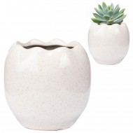 Biała Połyskująca Doniczka Ceramiczna – Skandynawski Styl