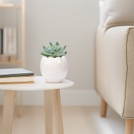 Biała Połyskująca Doniczka Ceramiczna – Skandynawski Styl