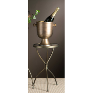 Stolik Kawowy Bocznym Metalowym – Antyczne Złoto z Lustrzanym Blatem