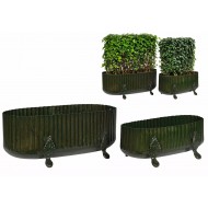 Zestaw Zielonych Metalowych Doniczek – Stylowe Korytka, Odporne na Rdze