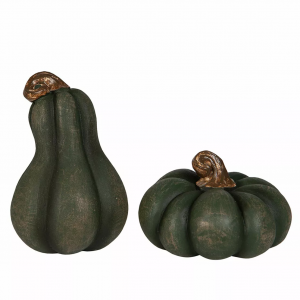 Zielone figurki dynie dekoracyjne, wodoodporne, komplet 2 szt. 5x8 cm i 6x4 cm