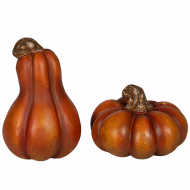 Pomarańczowe figurki dyni dekoracyjne, wodoodporne, komplet 2 szt. 5x8 cm i 6x4 cm