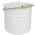 Klasyczne emaliowane wiadro z pokrywką, biała emalia, idealne do kompostu i przechowywania,