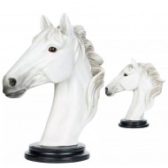Figurka głowa konia biała, elegancka dekoracja