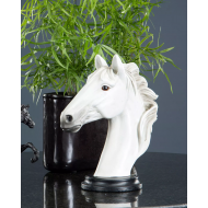 Figurka głowa konia biała, elegancka dekoracja