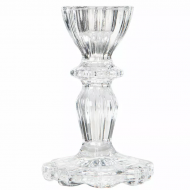 Szklany świecznik kandelabr przezroczysty, skandynawski styl, 10 cm