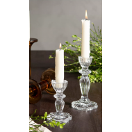 Szklany świecznik kandelabr przezroczysty, skandynawski styl, 10 cm