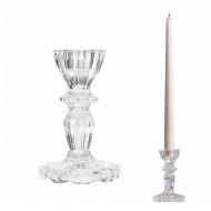 Szklany świecznik kandelabr przezroczysty, skandynawski styl, 10 cm