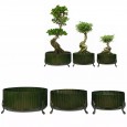 Komplet Doniczek na Bonsai – Zielone, Metalowe Donice w Stylu Loft