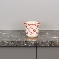 Mały Ceramiczny Kubek Bez Ucha z Ręcznie Malowanym Wzorem