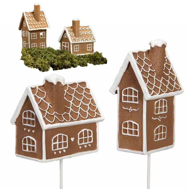 Ozdoba do Doniczki Domki z Piernika - Komplet 2 Sztuki