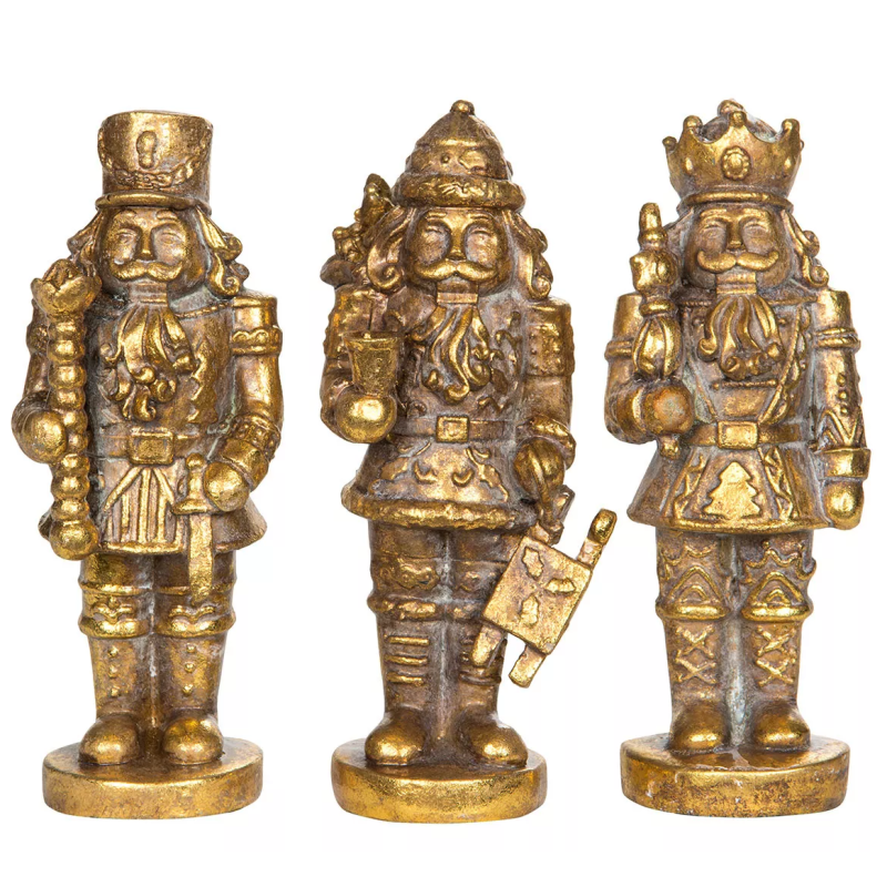 Złote Figurki Dziadka do Orzechów – Komplet 3 szt.