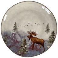 Talerz Obiadowy z Motywem Łosia – Kamionkowy, Świąteczny Design