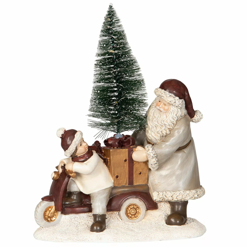 Świąteczna Figurka Mikołaj LED ze Scenką – Elegancka Dekoracja