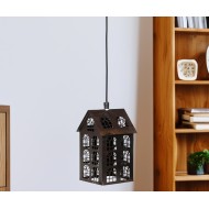Lampa Wisząca Loftowa w Kształcie Domku – Metalowa Ozdoba