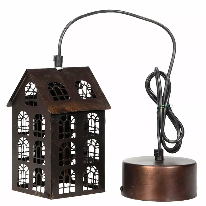 Lampa Wisząca Loftowa w Kształcie Domku – Metalowa Ozdoba