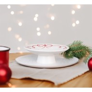 Patera Kamionkowa na Nóżce – Biała z Ręcznie Malowaną Kokardką