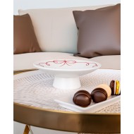 Patera Kamionkowa na Nóżce – Biała z Ręcznie Malowaną Kokardką