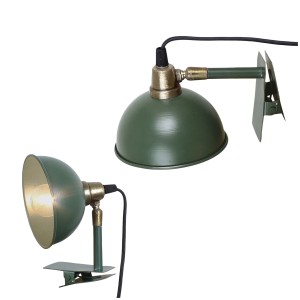 Zielona Lampa z Klipsem – Regulowana, Metalowa, Styl Vintage